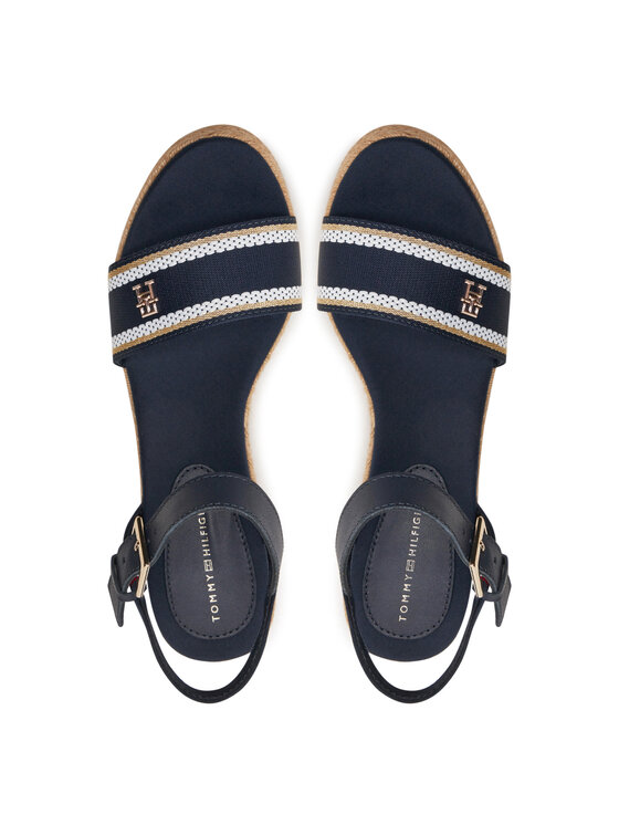 Tommy Hilfiger Espadrile Tommy Hilfiger Webbing Wedge Sandal FW0FW08044 Mornarsko modra