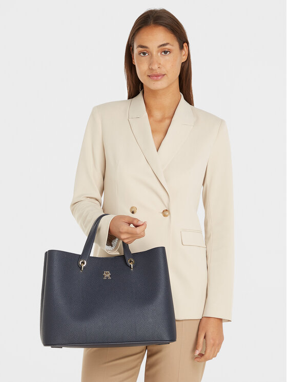 Tommy Hilfiger Kabelka Tommy Hilfiger Th Emblem Satchel AW0AW15177 Tmavomodrá