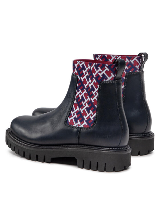 Tommy Hilfiger Боти тип челси Tommy Hilfiger Fashion Th Chunky Lth Chelsea FM0FM04369 Тъмносин