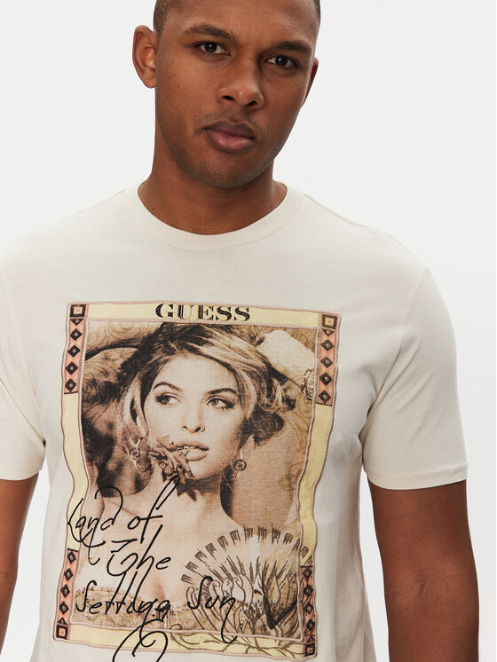 Guess Guess Camiseta M5GI41 KBW41 Écru Regular Fit