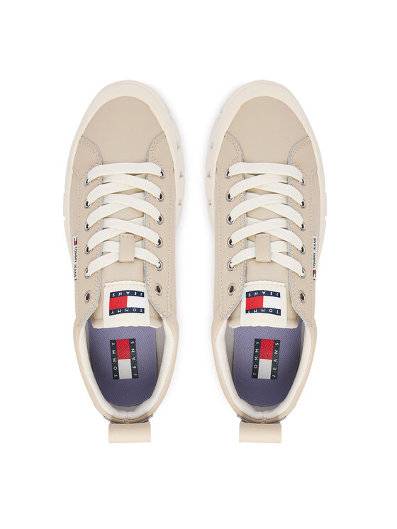 Tommy Jeans Sneakersy Tommy Jeans Tjw Vulc Flatform Leather EN0EN03008 Béžová