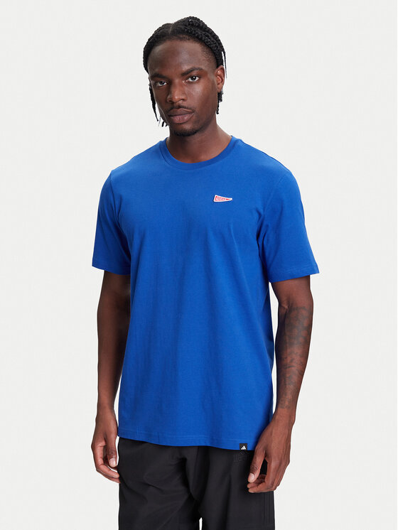 adidas adidas Majica Pennant Trim Graphic JL9227 Modra Regular Fit