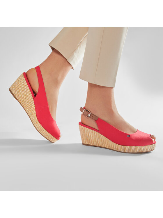 Tommy Hilfiger Espadrile Tommy Hilfiger Iconic Elba Sling Back Wedge FW0FW04788 Rdeča