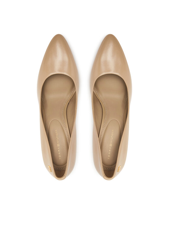 Tommy Hilfiger Обувки на ток Tommy Hilfiger High Heel Court Leather Shoe FW0FW09527 Бежов