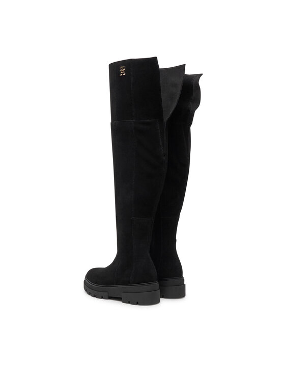 Tommy Hilfiger Mušketýrky Tommy Hilfiger Suede Over-The-Knee Boot FW0FW08159 Černá