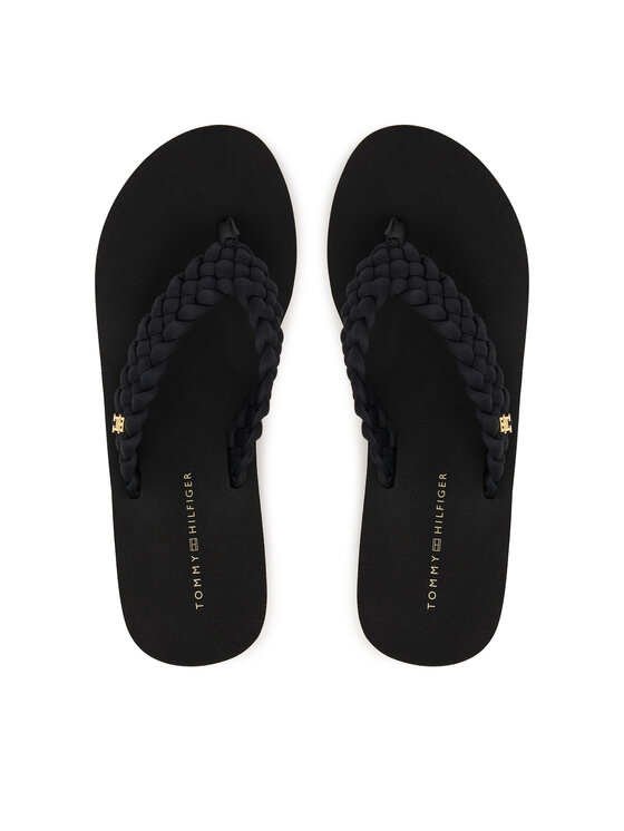 Tommy Hilfiger Джапанки Tommy Hilfiger Th Wedge Braided Summer Sandal FW0FW09198 Черен