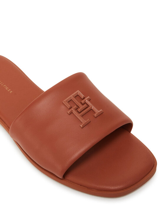 Tommy Hilfiger Natikači Tommy Hilfiger Th Logo Hardware Leather Mule FW0FW08806 Rjava