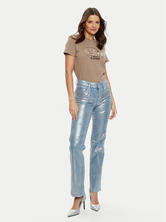 Guess Guess Marškinėliai V5RI06 I3Z14 Ruda Regular Fit