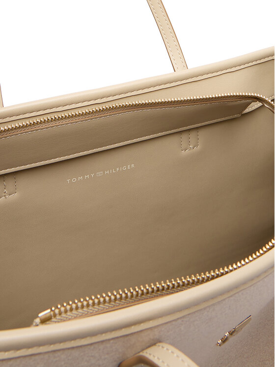 Tommy Hilfiger Kabelka Tommy Hilfiger Th City Large Tote Melton AW0AW18215 Béžová