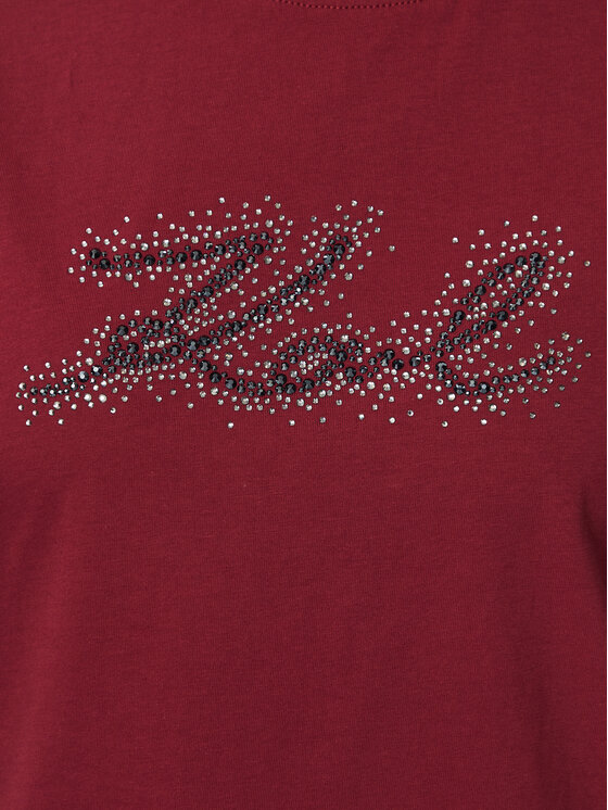 KARL LAGERFELD KARL LAGERFELD Camiseta Rhinestone B4W17048 Rojo oscuro Relaxed Fit