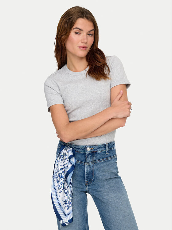ONLY ONLY Camiseta Val 15339774 Gris Slim Fit