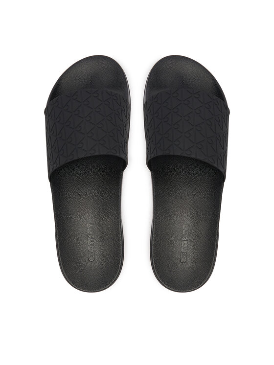 Calvin Klein Nazouváky Calvin Klein Ess Slid Pu Aop HM0HM02110 Černá