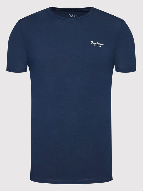 Pepe Jeans Pepe Jeans Majica Original Basic 3 N PM508212 Mornarsko modra Slim Fit