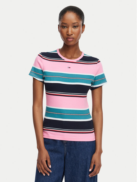Tommy Jeans Tommy Jeans Majica Essential DW0DW17383 Pisana Slim Fit