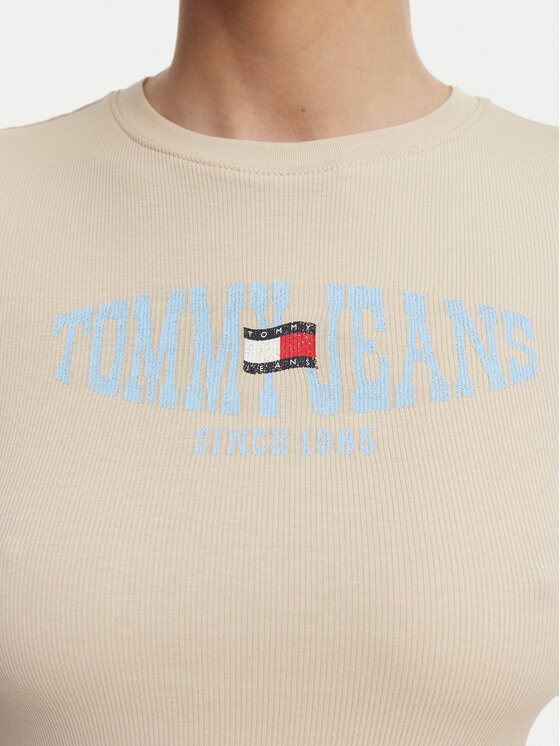 Tommy Jeans Tommy Jeans Camiseta Wavy Flag DW0DW22272 Beige claro Slim Fit