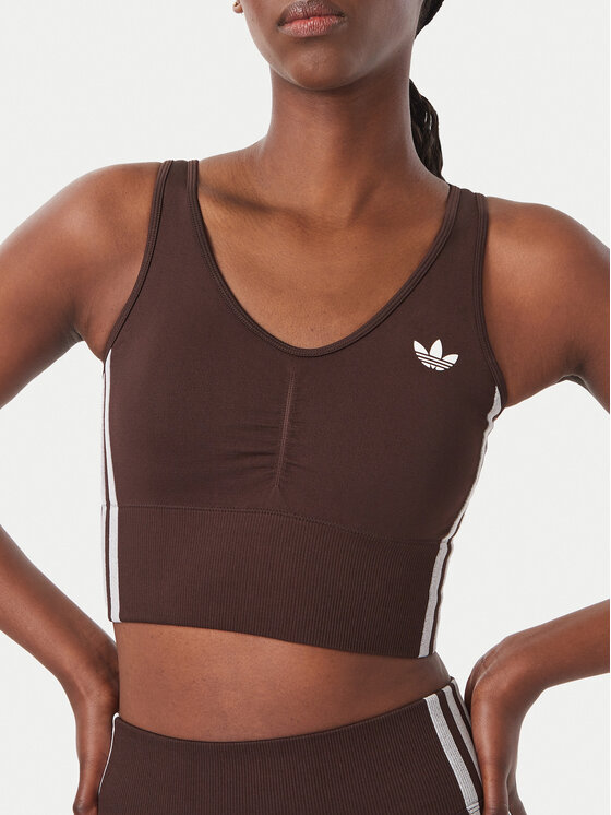 adidas adidas Sujetador deportivo Essentials 3 Stripes Seamless Bralette KZ4107 Marrón