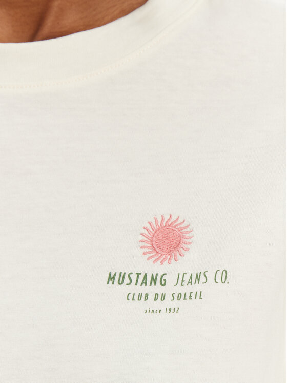 Mustang Mustang Футболка Floris 1016141 Écru Relaxed Fit