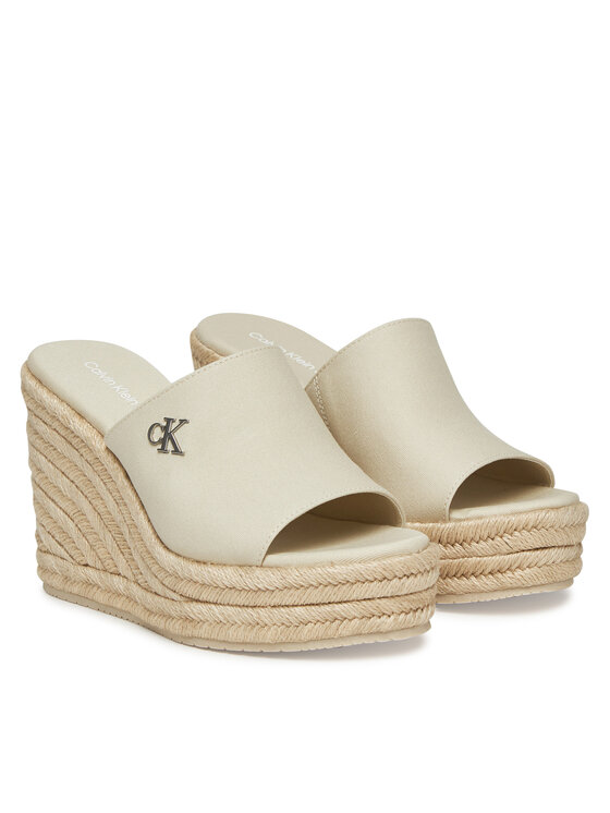 Calvin Klein Jeans Espadrilky Calvin Klein Jeans Wedge Rope Slide Mg YW0YW01699 Écru