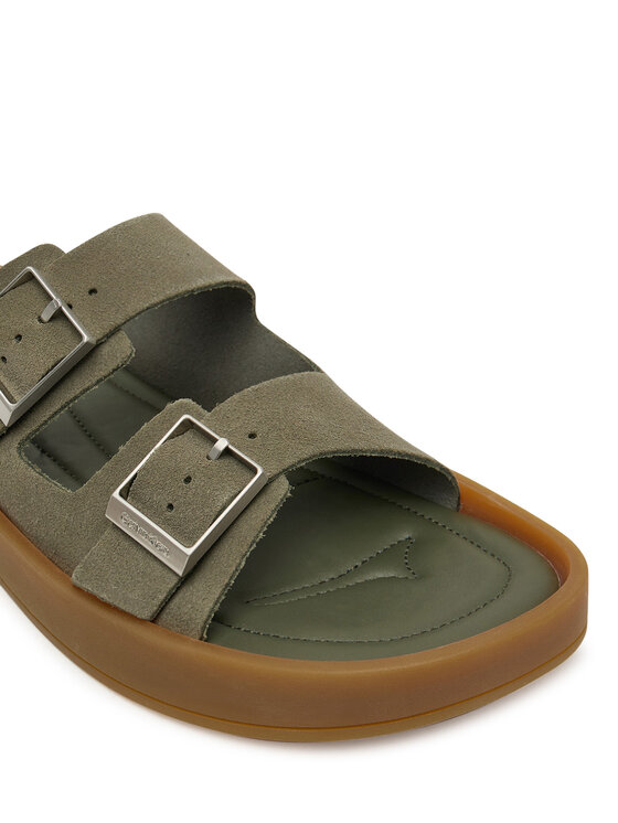 Calvin Klein Şlapi Calvin Klein Ergon Double Bar Sandal Su HM0HM02094 Verde