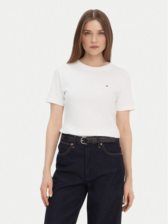 Tommy Hilfiger Tommy Hilfiger Camiseta New Cody WW0WW40587 Crema Slim Fit