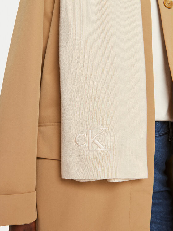 Calvin Klein Зимен шал Calvin Klein Monogram K60K612659 Екрю