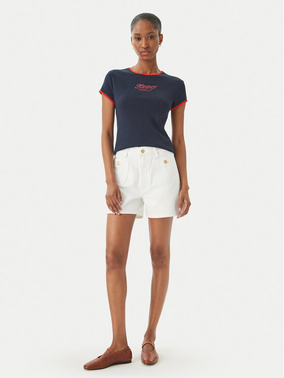 Tommy Hilfiger Tommy Hilfiger Camiseta Logo Graphic Ringer WW0WW49245 Azul marino Slim Fit