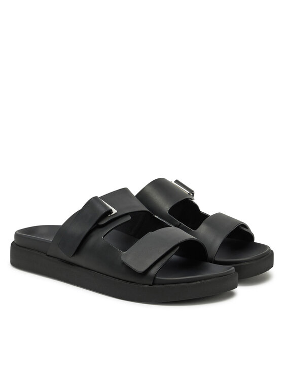 Calvin Klein Sandały Calvin Klein Flat Adj Slide Eyelet HW0HW02489 Czarny