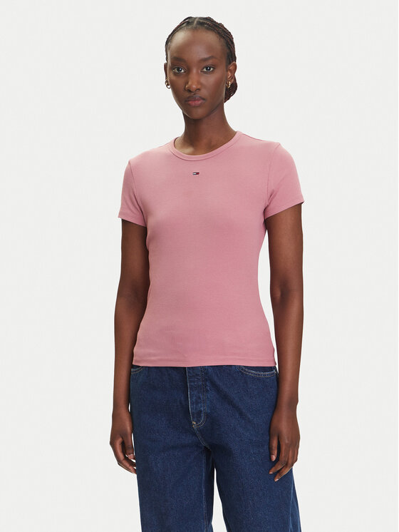 Tommy Jeans Tommy Jeans Majica Essential DW0DW17383 Roza Slim Fit