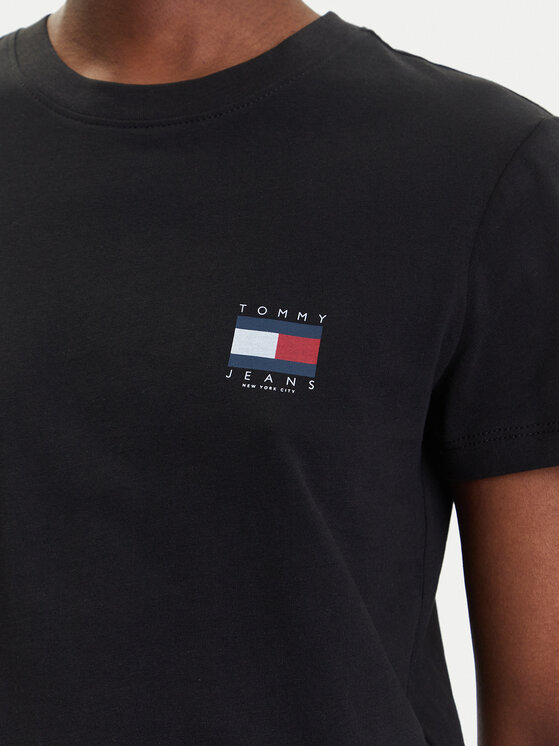 Tommy Jeans Tommy Jeans Marškinėliai Flag DW0DW21423 Juoda Regular Fit