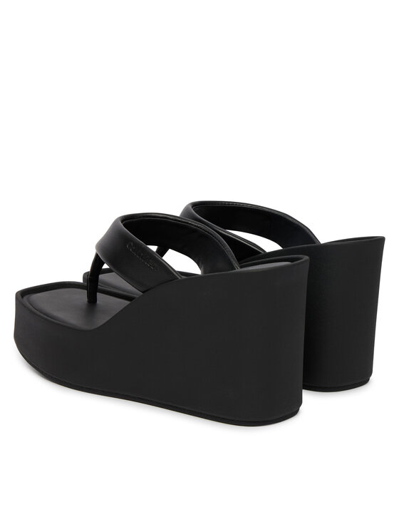 Calvin Klein Japanke Calvin Klein Wedge 70 Sndl Thong Lth HW0HW02880 Crna