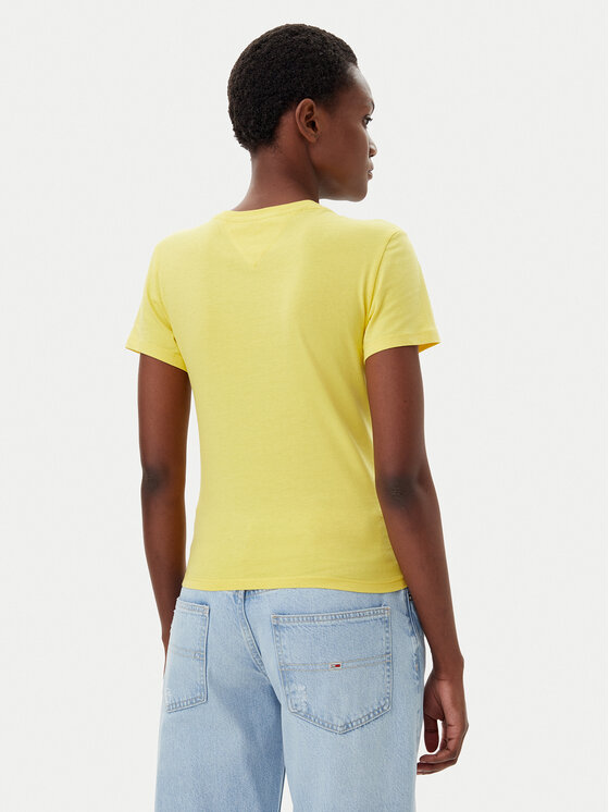Tommy Jeans Tommy Jeans Marškinėliai Essential DW0DW19447 Geltona Slim Fit