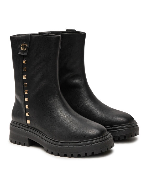 TWINSET Škornji TWINSET Biker 242TCP074 Črna