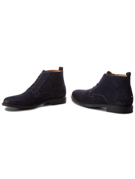 Tommy Hilfiger Gležnjarji Tommy Hilfiger Color Block Heel Suede Boot FM0FM01805 Mornarsko modra