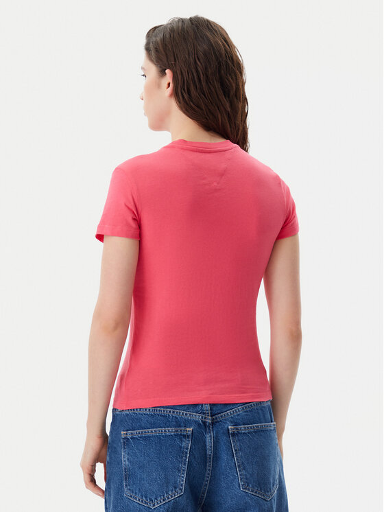 Tommy Jeans Tommy Jeans Majica Tonal Linear DW0DW20315 Roza Slim Fit