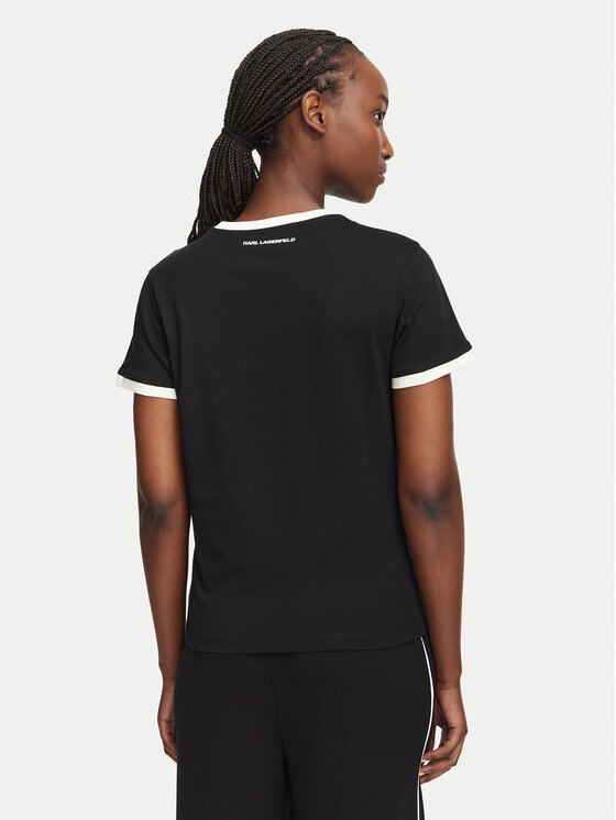KARL LAGERFELD KARL LAGERFELD Camiseta Ikon Patch A3W17078 Negro Slim Fit