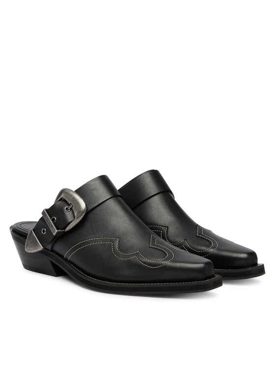 Tommy Jeans Šľapky Tommy Jeans Archive Cowboy Mule Leather EN0EN03063 Čierna