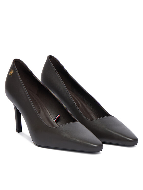 Tommy Hilfiger Tacones Tommy Hilfiger Th Logo Lth Pump Slanted Hl FW0FW09008 Negro