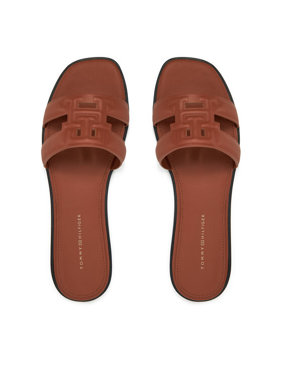 Tommy Hilfiger Klapki Tommy Hilfiger Th Logo Strap Mule FW0FW08671 Brązowy