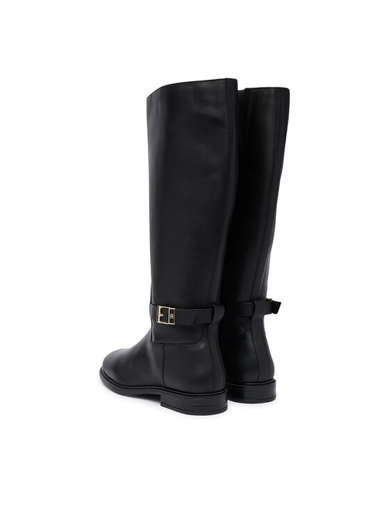 Tommy Hilfiger Cizme Tommy Hilfiger Th Buckle Leather Knee Boot FW0FW09572 Negru
