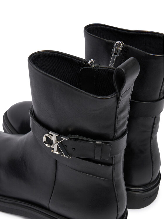 Calvin Klein Botine Calvin Klein Ankle Boot W/ Metal Logo HW0HW02663 Negru