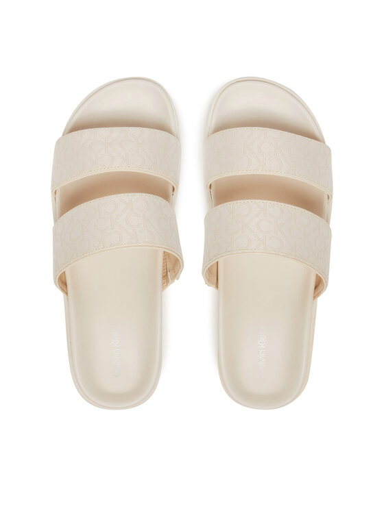Calvin Klein Ciabatte Calvin Klein Flat Slide Jacq HW0HW02486 Écru