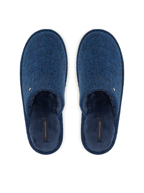 Tommy Hilfiger Pantofole Tommy Hilfiger Hilfiger Herringbone House Shoe FM0FM06018 Blu scuro