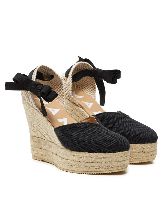 Manebi Еспадрильї Manebi La Havana Heart-Shaped Wedge Espadrilles O 7.9 WH Чорний