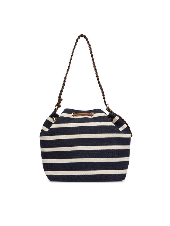 Tommy Hilfiger Ročna torba Tommy Hilfiger Th Elev Summer Bucket Stripe AW0AW18401 Mornarsko modra