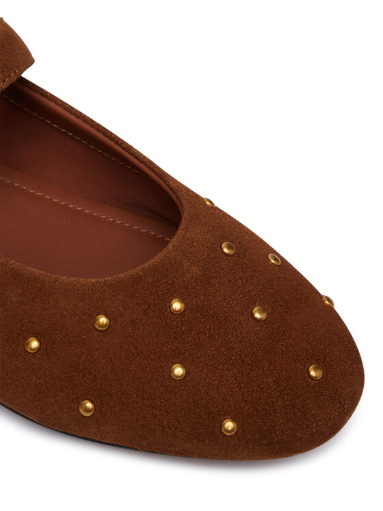 Tommy Hilfiger Baleriny Tommy Hilfiger Th Buckle Suede Stud Ballerina FW0FW09666 Brązowy