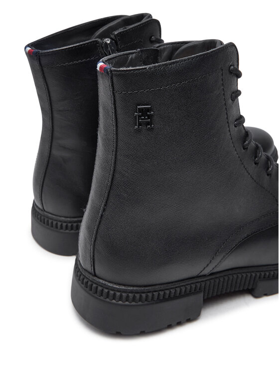 Tommy Hilfiger Kozačky Tommy Hilfiger Comfort Tl Texture Lth Boot FM0FM05182 Černá