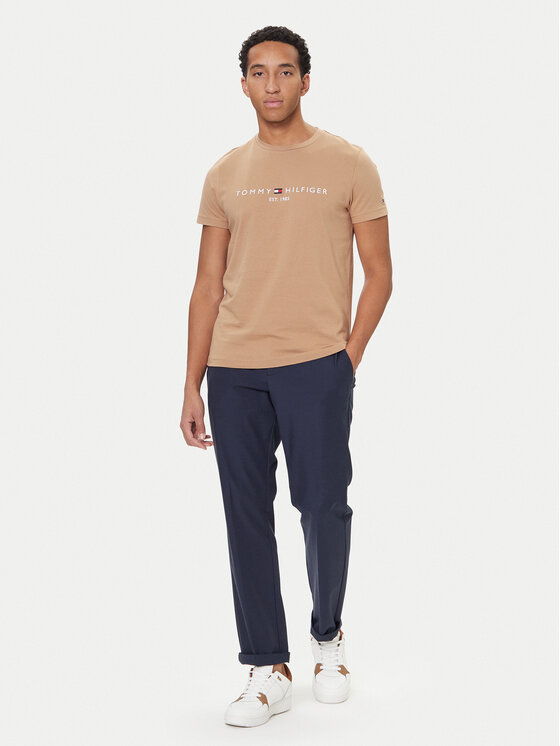 Tommy Hilfiger Tommy Hilfiger Majica Logo MW0MW11797 Bež Slim Fit
