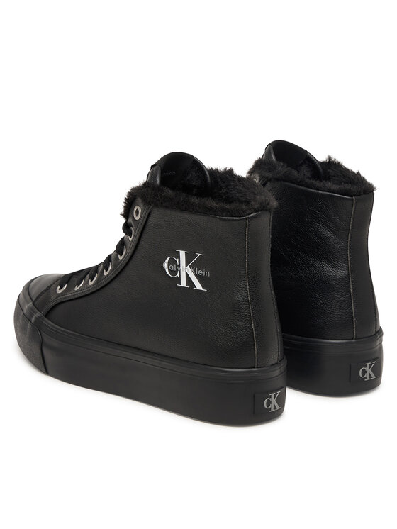 Calvin Klein Sneakers Calvin Klein Vulc Flatf Mid Laceup Lth Fur HW0HW03234 Nero