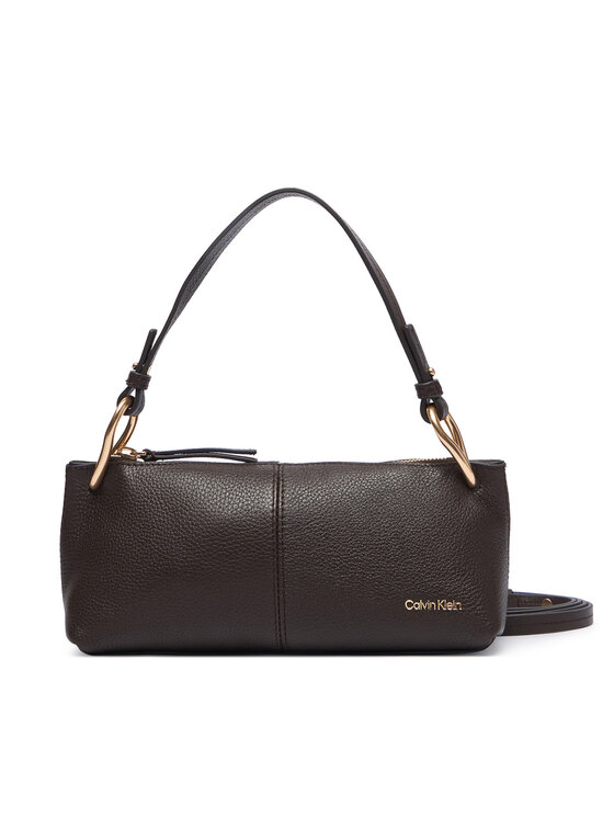 Calvin Klein Дамска чанта Calvin Klein Slouchy Leather Small Conv Bag LV04F3659G Кафяв