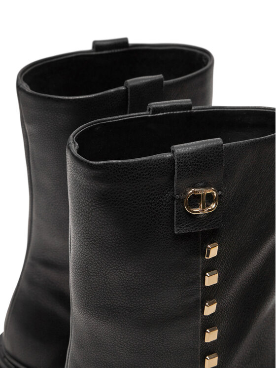 TWINSET Škornji TWINSET Biker 242TCP074 Črna